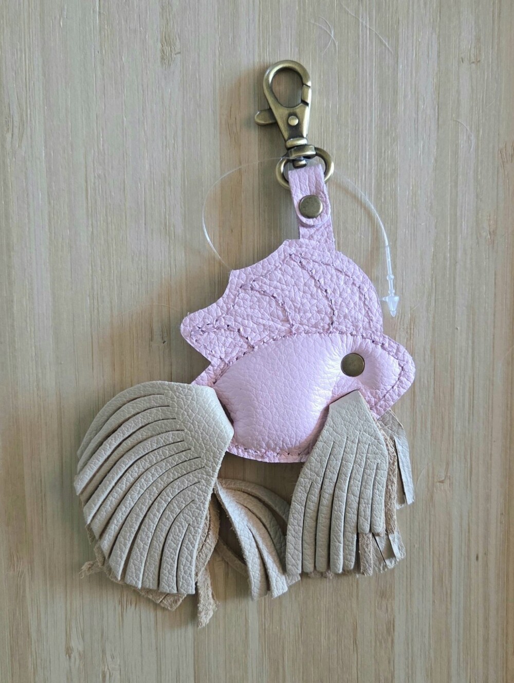 Portland Leather Betta Fish Bag Charm Keychain in Pinkaboo
